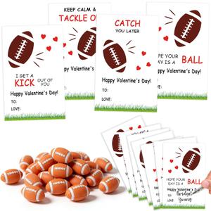 24 Set Sports Valentines Day Cards and Erasers for Kids, Football Valentines Day Cards and Erasers Bulk Gifts for Kids School, Classroom Exchange, Party Favors for Boys (Football Cards and Erasers)