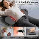 Ergonomic Lumbar Cushion with Heat and Vibration, Rechargeable Cordless Back Support Pillow with Adjustable Lift, Portable Comfort Pad for Chair, Sofa and Office (Grey)