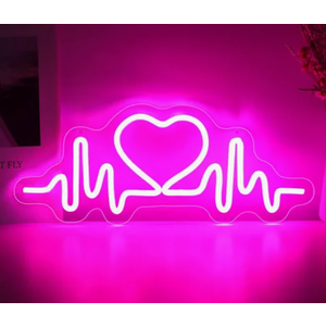 USB Powered Heartbeat Pink LED Neon Signs Wall Light
