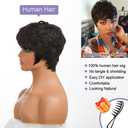 MOONSHOW Short Human Hair Wigs for Black Women Pixie Cut Wig Human Hair Black Short Curly Wigs Human Hair Wigs with Bangs Pixie Cut Wigs for Black Women Black Curly Wig