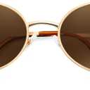 FEISEDY Retro Oval Small Sunglasses for Women Men 90s Trendy Classic Gold Frame Round Shades UV400 Protection B9164