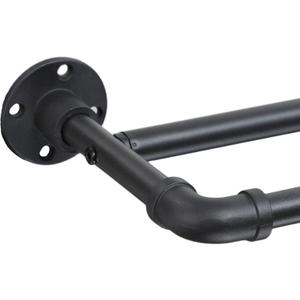 Industrial Double Curtain Rods for Windows 31 to 95 Inch, Adjustable Telescoping 1 Inch Black Double Curtain Rod Set Heavy Duty Blackout Wrap Around Curtain Rods for Living Room, Sliding Glass Door