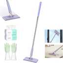 Snap Grip Mini Mop,Cloth Changing Mini Mop,27inch Long Handle Mopping Stick,360Â° Swivel Head,Dry and Wet Use,Ideal for Tight Corners,Tile,and Hardwood(Purple,6 Cloth)