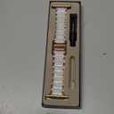 V.R.HOPE Apple Watch Band for Women 42mm 44mm 45mm 46mm 49mm Fashion Rose Gold Stainless Steel Metal Strap with Resin Inlay, Fashion Bracelet Compatible with iWatch Series Ultra3/11/10/9/8/7/6/SE (Fluorescent White+Rose Gold)