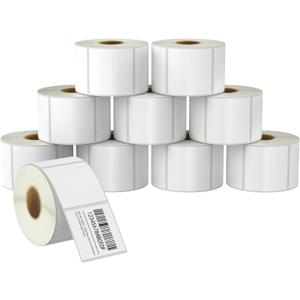 BETCKEY - 2" x 2" (51 mm x 51 mm) Square Labels Compatible with Zebra & Rollo Label Printer,Premium Adhesive & Perforated [10 Rolls, 7500 Labels]