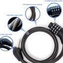 Bike Lock Cable, 30-inch Combination Lock, 4-Digit Resettable, Black
