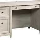 Sauder Edge Water Executive Desk, Chalked Chestnut, 65" Home Office Desk with Storage