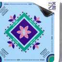 Mahjong Mat with Rules, 32.4x32.4 Inch Thick Odorless Rubber Mahjong Table Cover, Washable Waterproof Anti Slip Mat with Bag for Mahjong/Poker/Board Games/Card Games/Dominoes (Lotus Floral)
