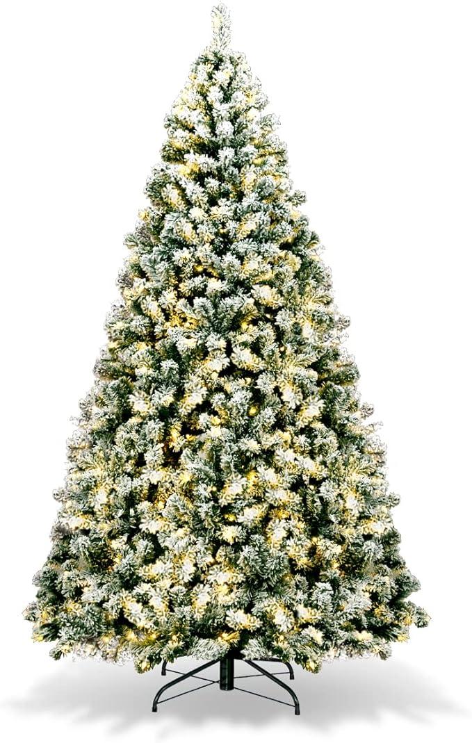 6 Feet Pre-Lit Premium Snow Flocked Hinged Artificial Christmas Tree