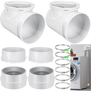 New Upgraded 90 Degree Dryer Vent Elbow(2 Pcs),Dryer Vent Duct Connector Kit,Dryer Vent Adapter with Rubber Seal,Dryer Vent Tight-Fit Connector Elbow for 4 Inch Dryer Duct Vent Hose.