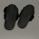 Evshine Women's Fuzzy Slippers Cross Band Memory Foam House Slippers Open Toe (7-8, Black)