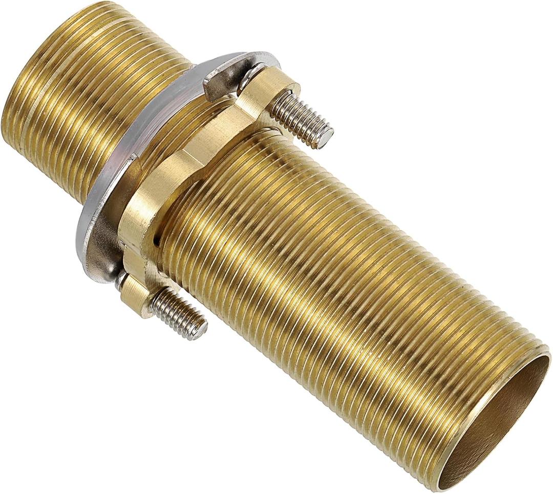 uxcell Faucet Mount Extension Shank 4"x 1.25" Brass Pipe Faucet Extension Nipple Locknut Kit Extension Threaded Lengthen Fixed High Foot with Nut and Gasket Faucet Fittings