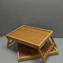 Fibogollo 2 Pack Bamboo Bed Tray Table with Folding Legs,Breakfast Trays,Serving Tray for Food and Snack,Laptop Trays for Working(Natural)