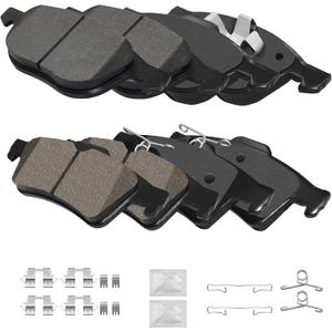 Front and Rear Ceramic Brake Pads Kits with Hardware Set, Compatible with Ford EcoSport Escape Focus Transit, Mazd 3 5, Volvo C30 C70 S40 V50 (D1044, D1095)