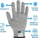 2 x Level 5 Cut Resistant GlovesTouch-Screen Compatible Cut Resistant Gloves Food Grade For Oyster Shucking, Meat Cutting, Mandoline Slicer, Knife Handling, Wood Carving (Grey, XL)