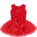 Dog Wedding Dress Pet Princess Tulle Outfit Girls Doggie Puppy Dresses Party Skirt for Small Medium Dog Cats Red Large