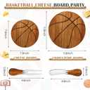 Ziliny Basketball Cheese Board Gift Set Father Day Gift for Dad Party Favor Prizes Charcuterie Wood Board with Knives and Box for Party Tournament Birthday Game(Acacia,11.8" X 11.8")