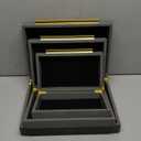 Faux Shagreen Leather Jewelry Storage Boxes Set of 3 with Gold Handles, Velvet Lined Stackable Organizer for Women, Vanity, Dresser, Gift, Grey