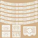 6 Pack White Mexican Banner, 118 FT Long Papel Picado Plastic Fiesta Banner for Weddings, Cinco de Mayo & Dia de los Muertos, Blanco Large Mexican Wedding Decorations
