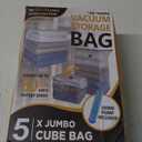Cozy Essential 5 Pack Cube Vacuum Storage Bags, Jumbo Cubes for Sealed, Extra Large Space Saver Bags Bedding, Clothes, Comforters, Blanket, Duvets (Cube Sized), Transparent