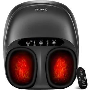 Foot Massager Machine with Heat, Shiatsu Deep Kneading Foot Massager with Remote, Compression, Multi-Massage Modes, Auto-Off Timers, Gifts for Women Men (Black)