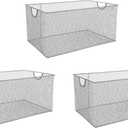 YBM HOME Kitchen Pantry Organizer Wire Baskets for Shelves, Cabinets, Pantry, Countertop, Mesh Open Storage Bin Metal Basket for Organizing Food Supplies, 3 Pack, 14.5x9.25x7
