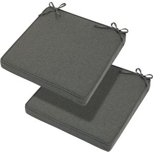 Magpie Fabrics Indoor Outdoor Waterproof Square Chair Cushion, 18" x 18" x 2.5", 2 Pack, Water Resistant Seat Cushions, for Patio Garden Office, Dark Grey