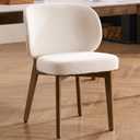 YOUNUOKE Upholstered Dining Chair, Modern Chenille Fabric Dining Room Chair with Wood Legs, Widen Backrest Comfy Side Kitchen Chairs, Beige (Single Pack)