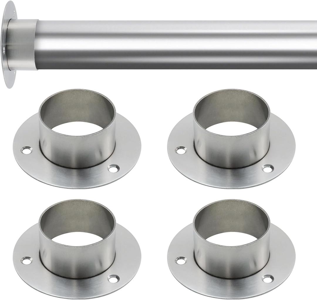 Antrader 4-Pack Stainless Steel Closet Rod Flange 2-Inch Dia. Heavy Duty Socket Bracket Support Holder for PipeSilver