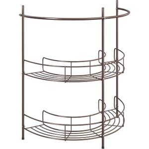 Lavish Home Pedestal Sink Organizer - Compact Under Sink Rack with 2 Storage Shelves and Towel Holder - Space Saving Bathroom Storage (Bronze)