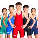 Elite Sports Kids Wrestling Youth Singlet, Standard Boys Wrestling Singlets (Red, Small)