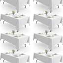 Pureegg Rectangle Table Cloth 60" x 84"  8 Packs, Durable Polyester Tablecloth Offers Reusable & Washable Protection, Ideal for Outdoor Party, Picnic, Wedding, Banquet and Birthday, White