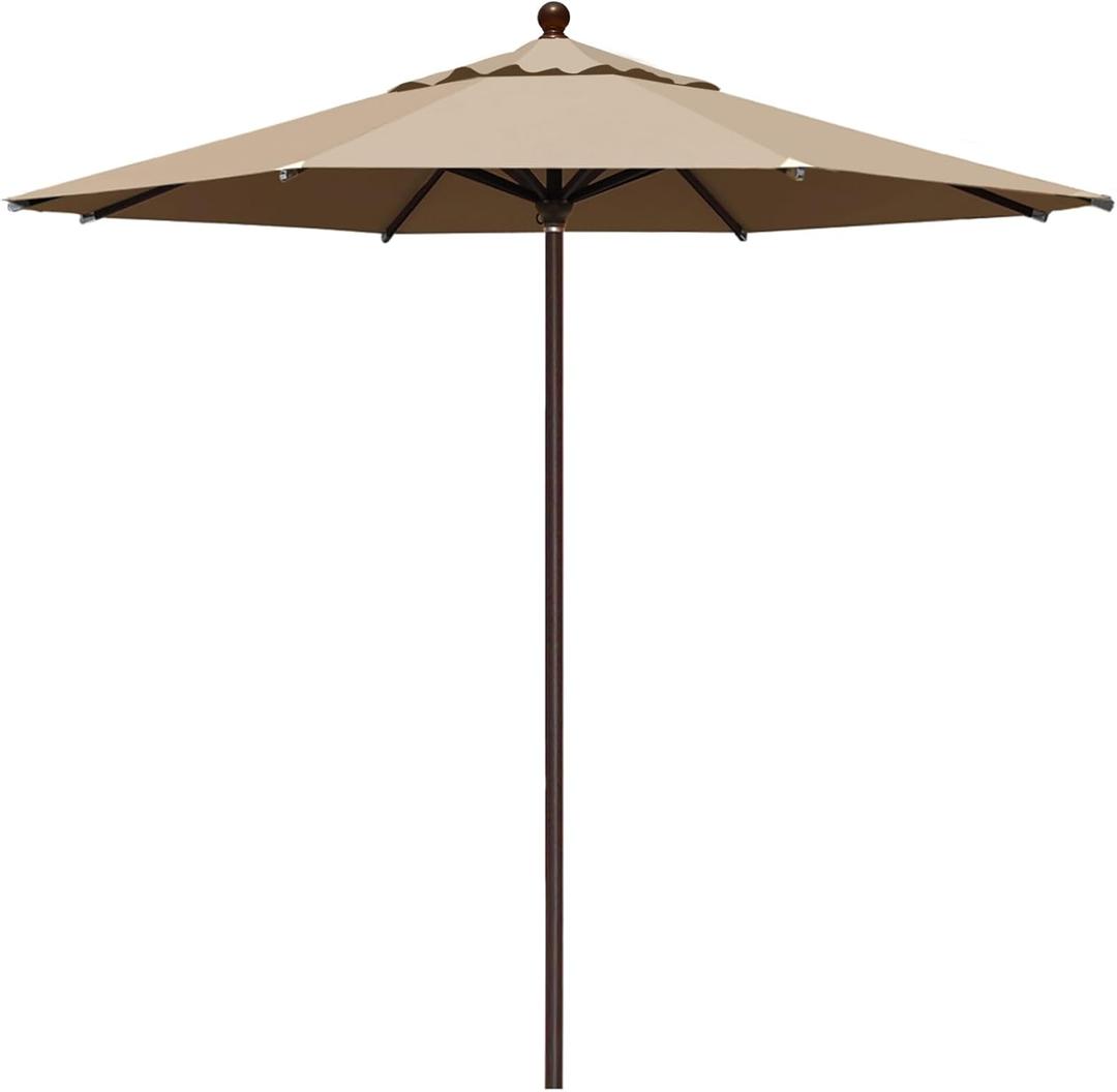 EliteShade USA 10-Year-Non-Fading 11Ft Market Umbrella Patio Outdoor Cylinder Auto Push-up Table Umbrella with Ventilation, Heather Beige