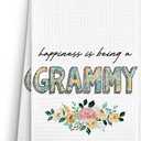 Grammy Gifts Kitchen Towels Decorative 16x24, Happiness is Being a Grammy Dish Towels Cloths Dishcloths Tea Towel Gifts for Grandma Grandmother Bathroom Kitchen Hand Towel Decor