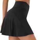 Persit Womens High Waisted Athletic Tennis Skirt Sports Golf Running Skorts with Ball Pockets (Black, S)