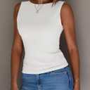 Imily Bela Womens Going Out Casual Tank Tops 2025 Trendy Summer Basic Sleeveless Backless T Shirts Cute Slim Fit Y2K Tee (White)