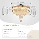 FRIXCHUR 19.7" Modern Crystal Chandelier Ceiling Light LED Chandeliers Flush Mount Ceiling Light Fixture for Bedrooms Living Dining Room Lights 2700K Warm White