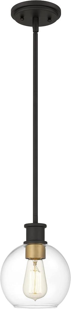 Tawson Black and Gold Pendant Light, Modern Globe Pendant Light, Island Pendant Lights with 6.5 inch Clear Globe Glass Shade for Kitchen Island, Hallway, Entryway, Dining Room, Bedroom