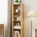 Book Shelf, Modern 4-Tier Bookcase, Open Storage Bookshelf, 11 14.2 50.4 Inches, Small Narrow Bookshelves for Living Room, Home Office, Bedroom, Natural