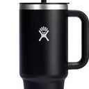 Hydro Flask Travel Tumbler with Handle, Lid and Straw - Insulated Stainless Steel in 40 Oz Black