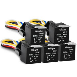 Nilight 50003R Automotive Set 5-Pin 30/40A 12V SPDT with Interlocking Relay Socket and Wiring Harness-5 Pack