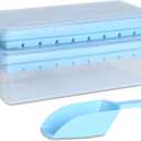 Food-grade Silicone Ice Cube Tray with Lid and Storage Bin for Freezer, Easy-Release 2 * 36 Small Nugget Ice Trays 1 ice Bucket & Scoop, Flexible Ice Cube Molds with Ice Container (Blue)