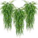 Artificial Hanging Ferns Plants Fake Hanging Plants Fake Ivy Boston Ferns Vine Outdoor Indoor Home Décor UV Resistant Plastic Plants (Green)