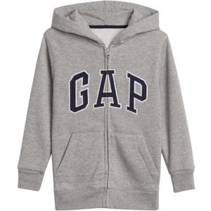 GAP Boys' Logo Hoodie Hooded Full Zip Sweatshirt (Medium, Lt Heather Grey)