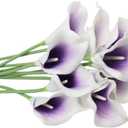 10 Heads Mini Calla Lily Bridal Wedding Bouquet Real Touch Flower Bouquets for Home Party Decoration (Purple& White)