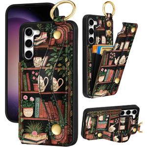 Petitian for Samsung Galaxy S23 Wallet Stand Case - Women Girls Cute Girly Aesthetic Unique Design Leather Credit Card Holder Cardholder Stand Wristband for Galaxy S23, Bookshelf