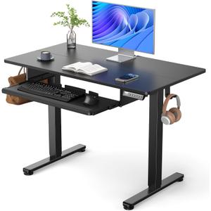 ErGear Electric Standing Desk with Keyboard Tray, 44x24 Inches Adjustable Height Sit Stand Up Desk, Home Office Desk Computer Workstation, Black