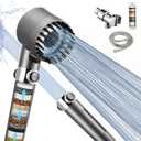 Iopsk Fitered Shower Head with Handheld for Hard Water, High Pressure Handheld Shower Heads with On Off Switch, Showerhead with Long Hose(Gun Grey,2 Filters)