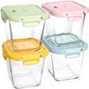Susukkie Glass Soup Containers with Lids 32oz - Borosilicate Glass Storage Containers 4 Cup, Freezer to Microwave Safe, Airtight Leak Proof, Square Meal Prep Containers for Lunch Travel- 3 Pack