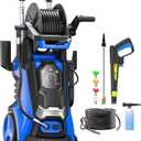 Pressure Washer Touch Screen Adjustable Pressure Power Washer with 4 Quick Connect Nozzles, Inlet Hose & Filter, Foam Cannon for Cars/Fences/Driveways Cleaning (5000 PSI, Blue)